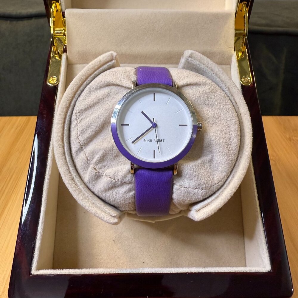 Nine West Ladies' Modern Minimalist Watch Purple/Silver/White, 36mm